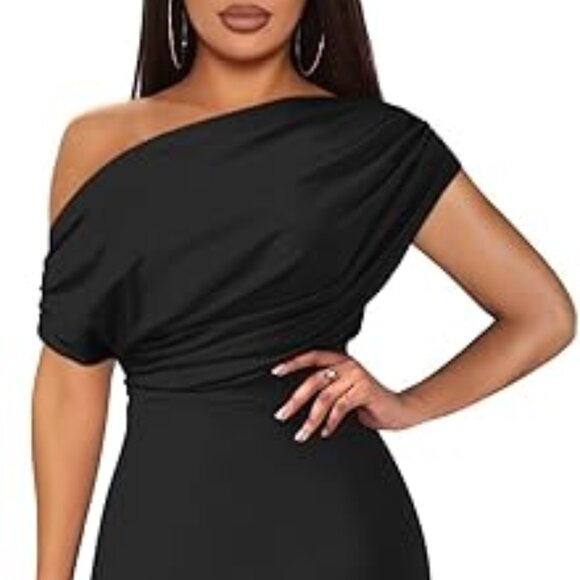 Womens Elegant Sleeveless Off Shoulder Bodycon Long Formal Party Evening Dress L - Picture 2 of 8